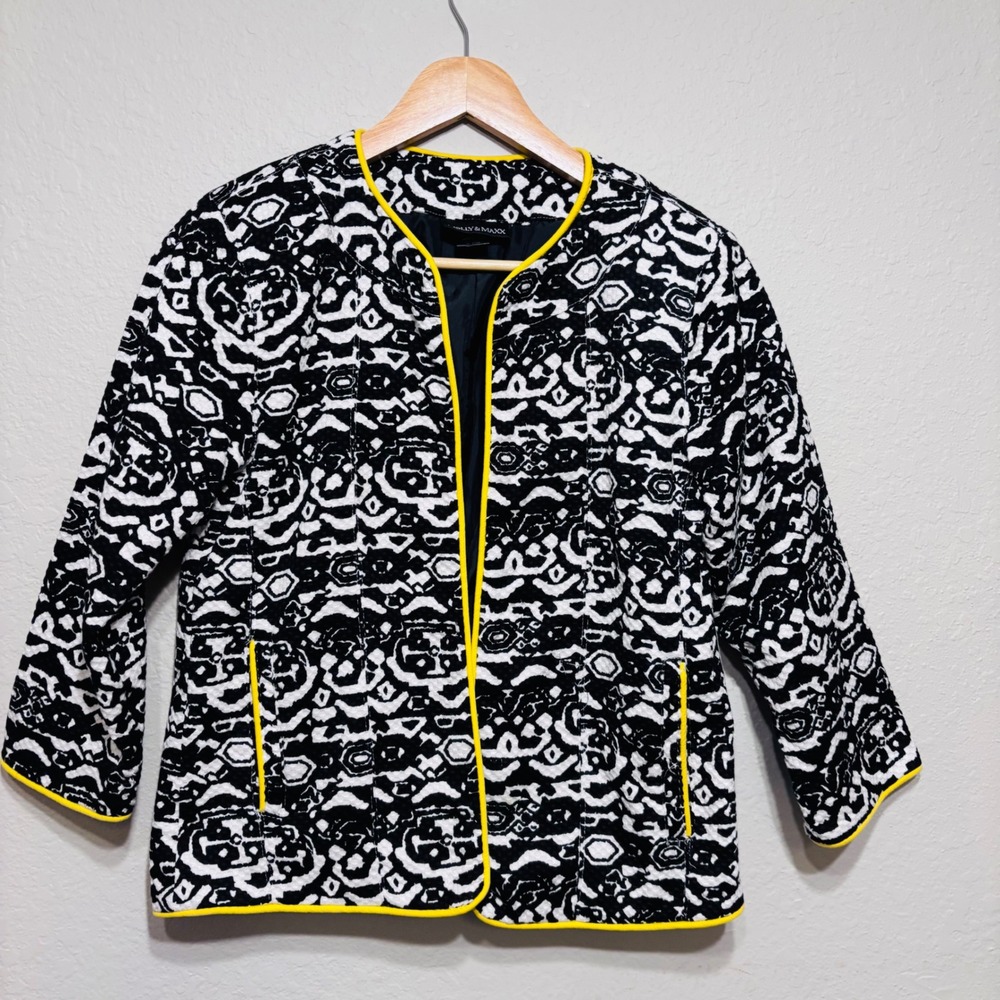 Molly & Maxx Women's Chick Light Weight Pattern Cotton Blazer /Jacket Sz S